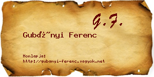 Gubányi Ferenc névjegykártya