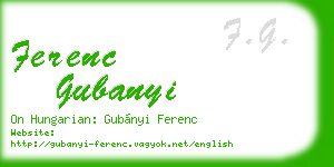 ferenc gubanyi business card