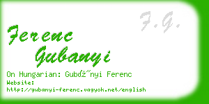 ferenc gubanyi business card